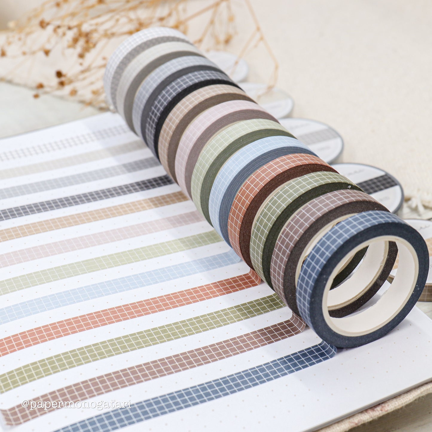 Thin Grid Washi Tape Set