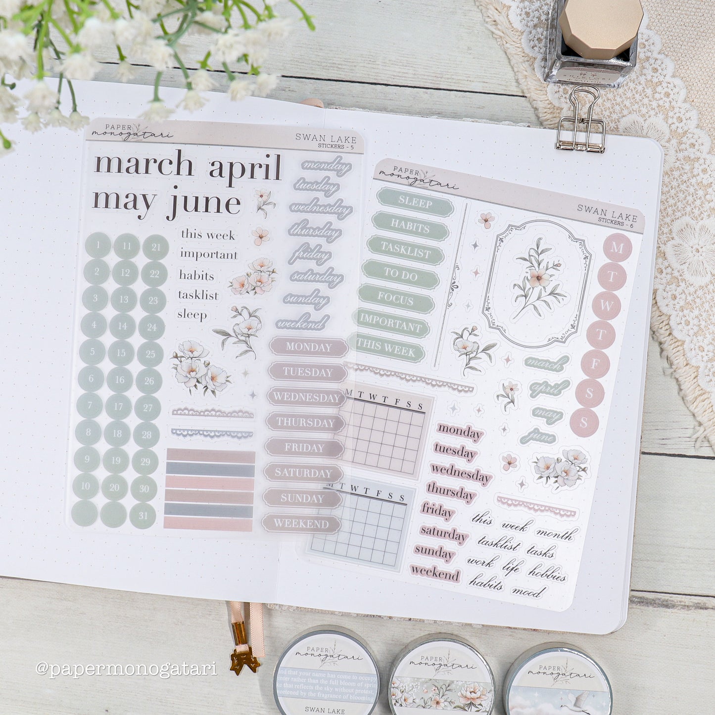Swan Lake Journaling Stickers #5-6
