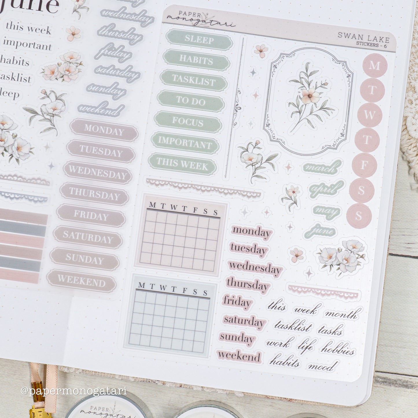 Swan Lake Journaling Stickers #5-6