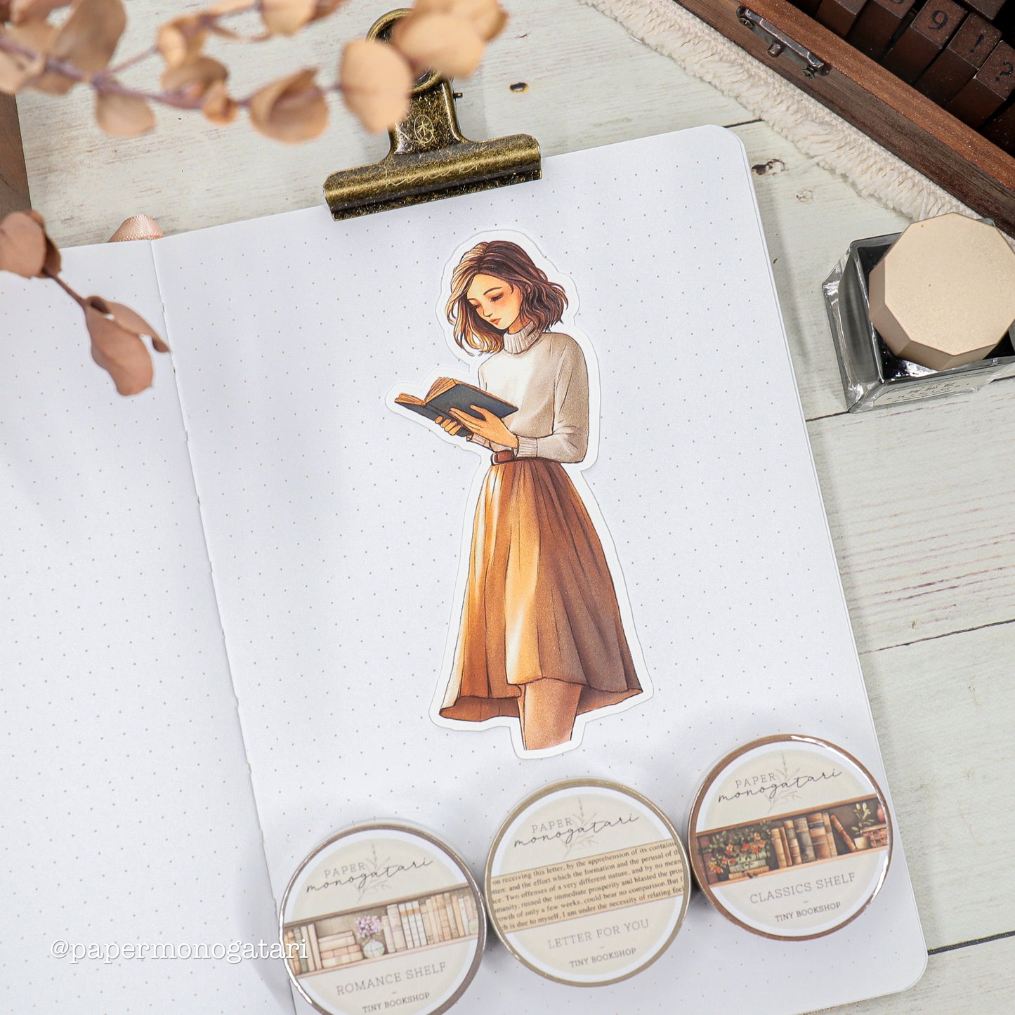 Standing Girl Reading Individual Sticker