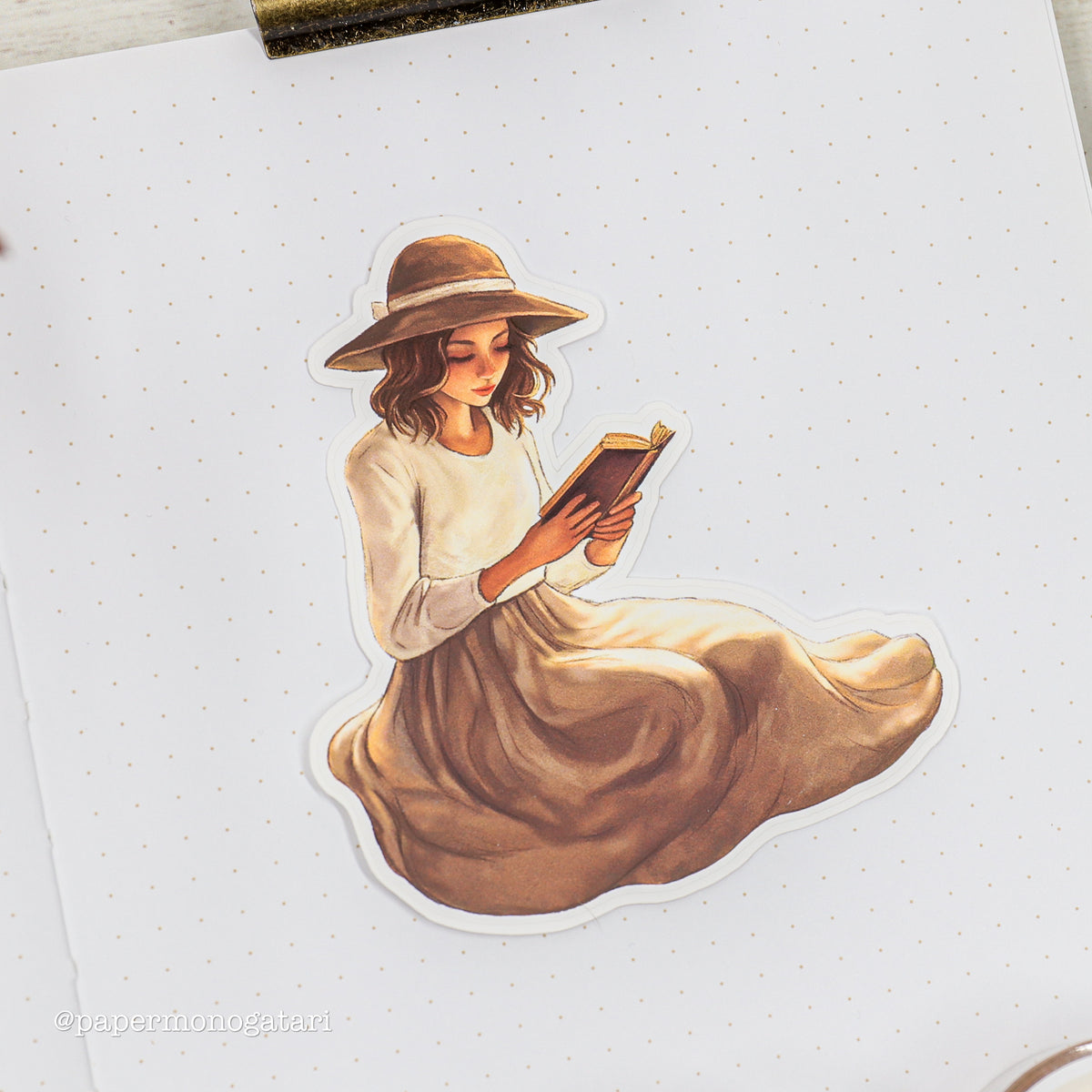 Sitting Girl Reading Individual Sticker