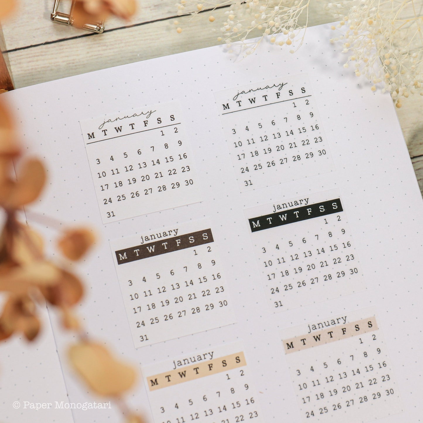 Yearly Calendar Stickers (2025 & 2026)
