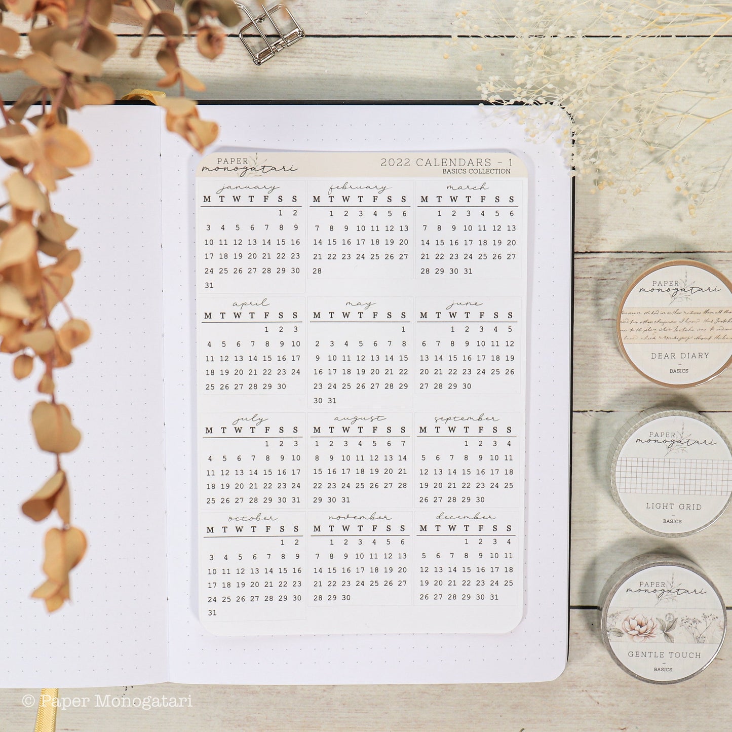 Yearly Calendar Stickers (2025 & 2026)