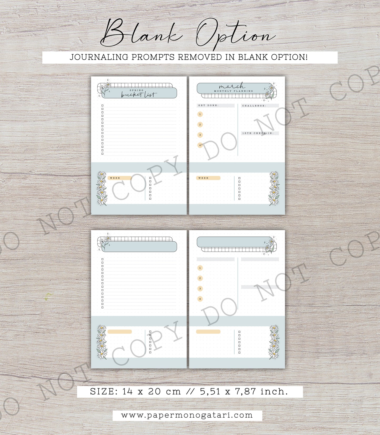 Daisy Dreams | Digital Bullet Journal Theme (Undated: Mar, Apr + Blank)
