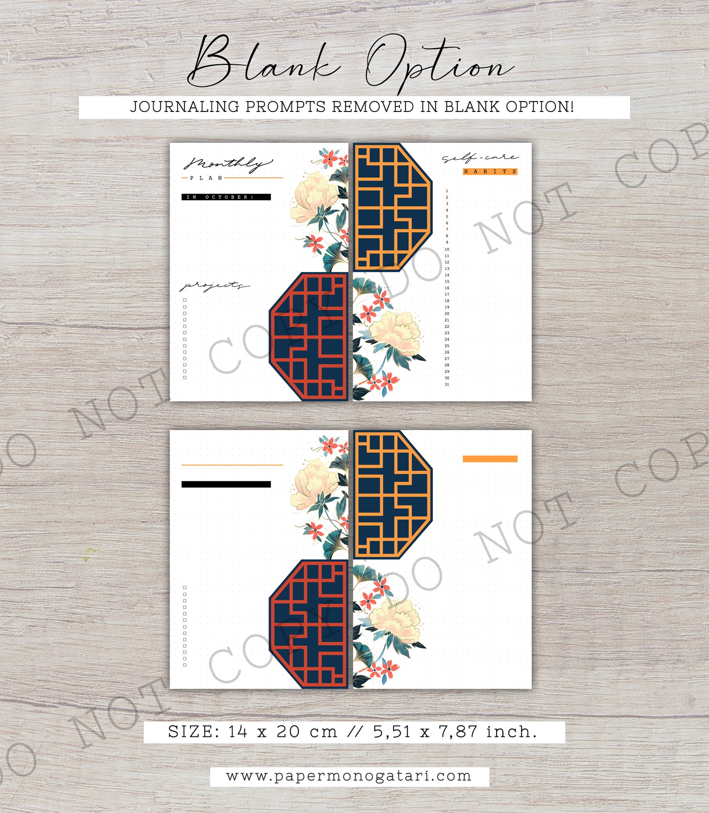 Dreams From The East | Digital Bullet Journal Theme (Undated: Oct, Nov + Blank)