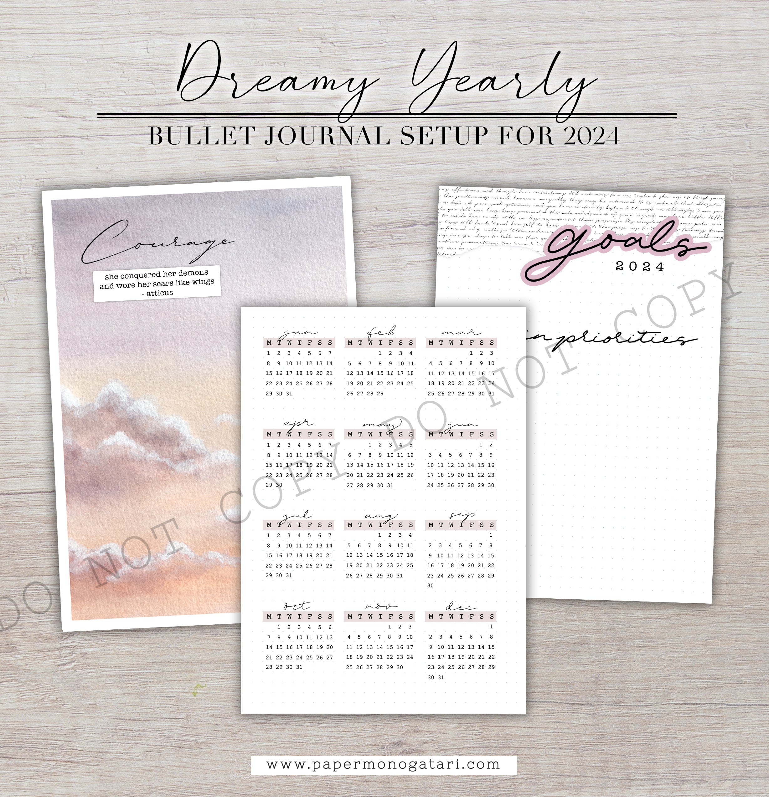 Dreamy Yearly Setup 2024  Digital Bullet Journal Theme – Paper