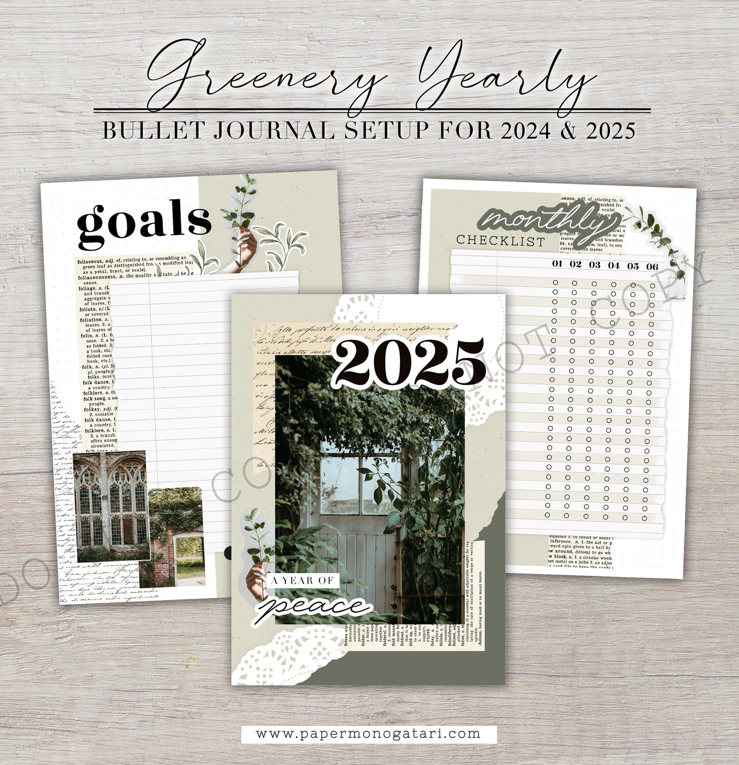 Greenery 2025 Yearly Setup | Digital Bullet Journal Theme
