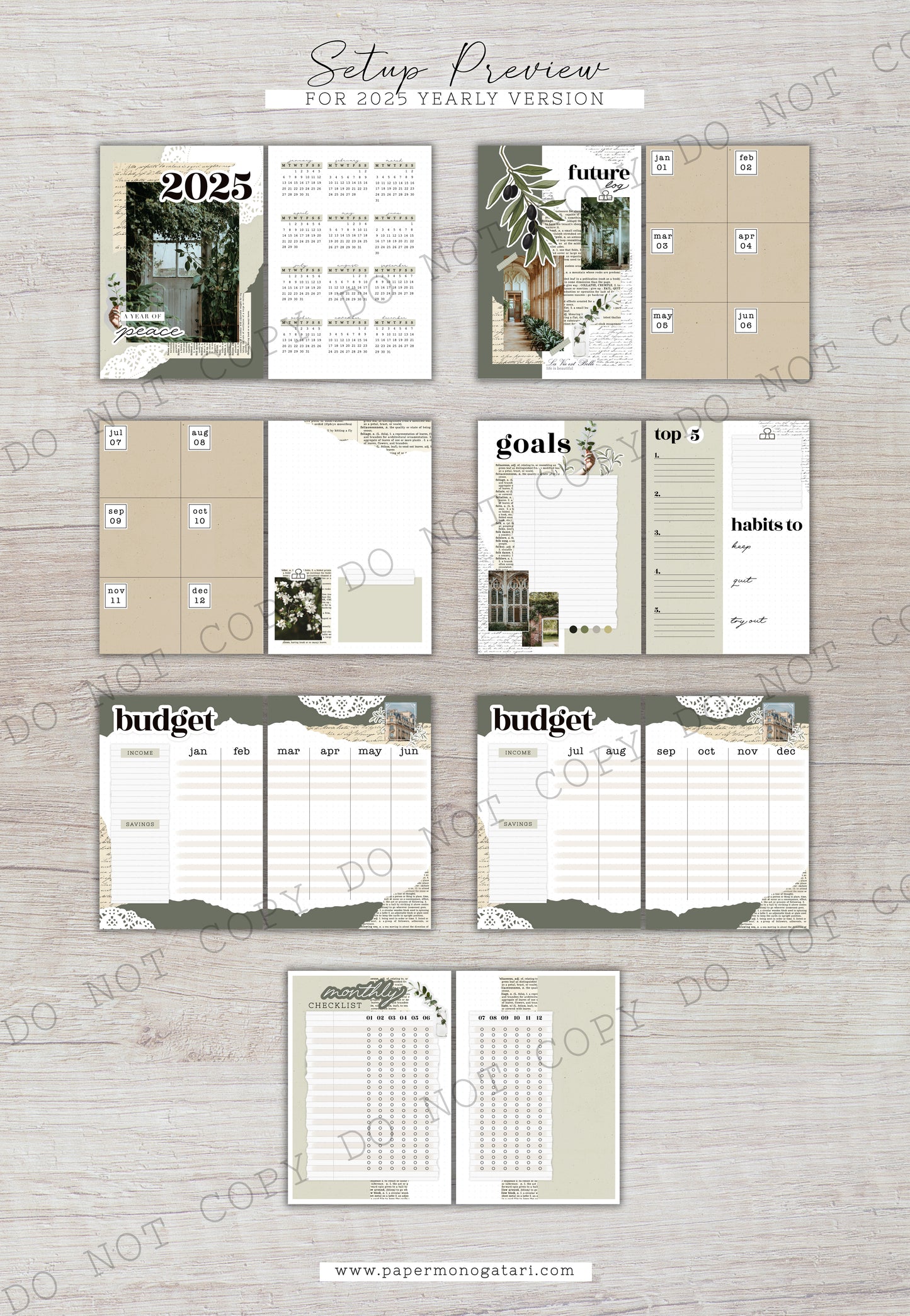 Greenery 2025 Yearly Setup | Digital Bullet Journal Theme