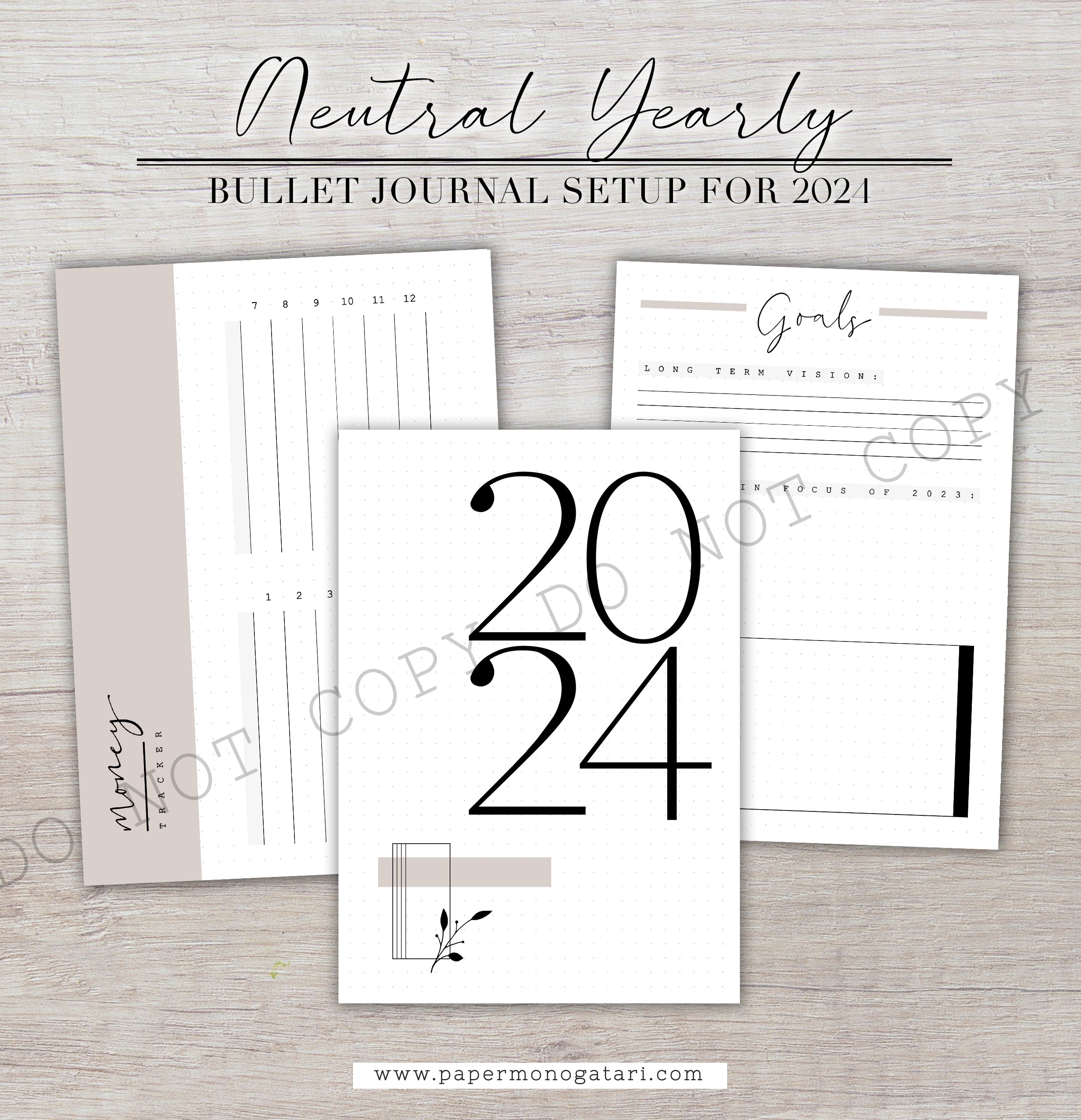 Vintage 2024 Yearly Setup  Digital Bullet Journal Theme – Paper