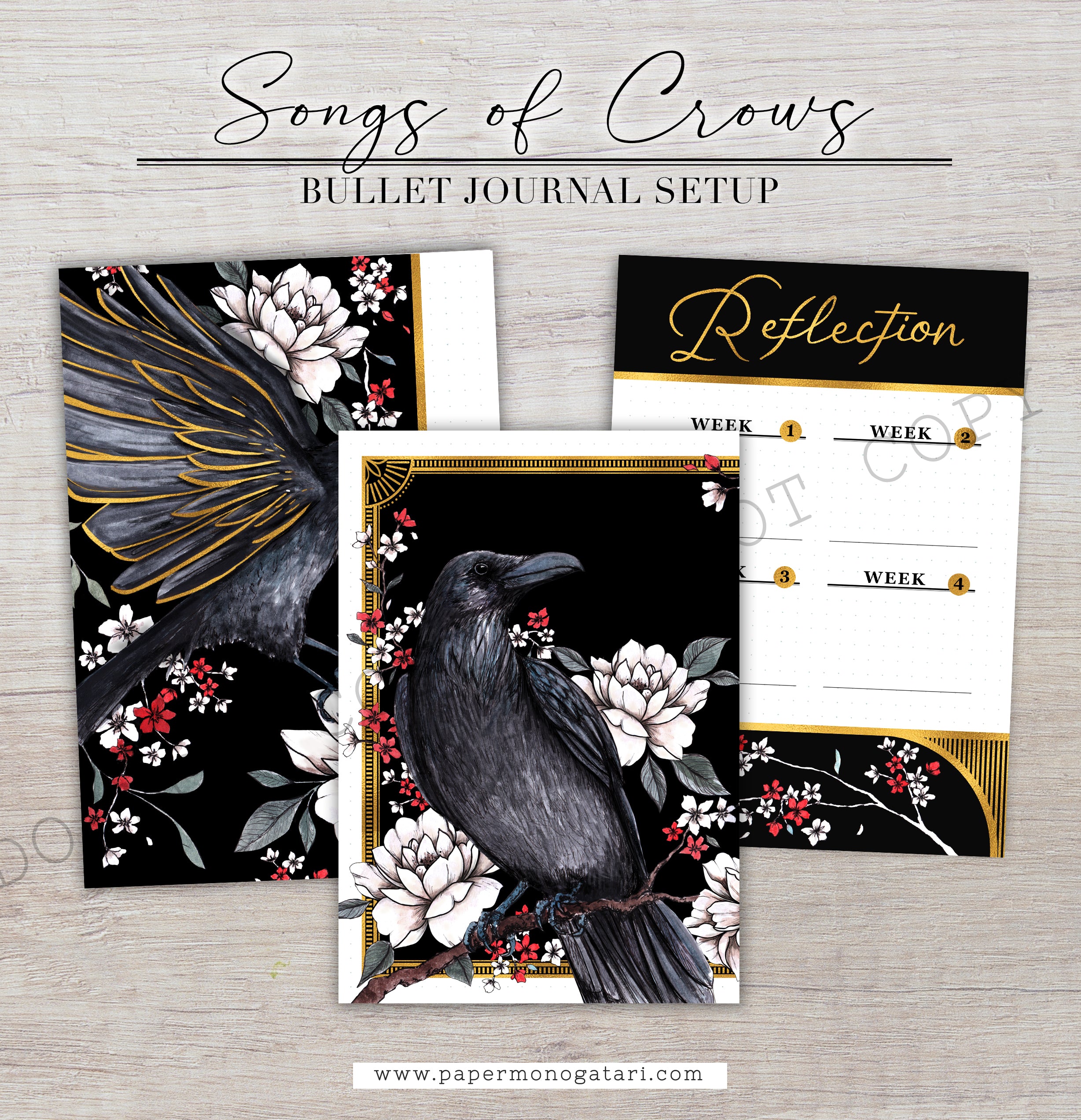 Songs Of Crows (2024) Digital Bullet Journal Theme Paper Monogatari