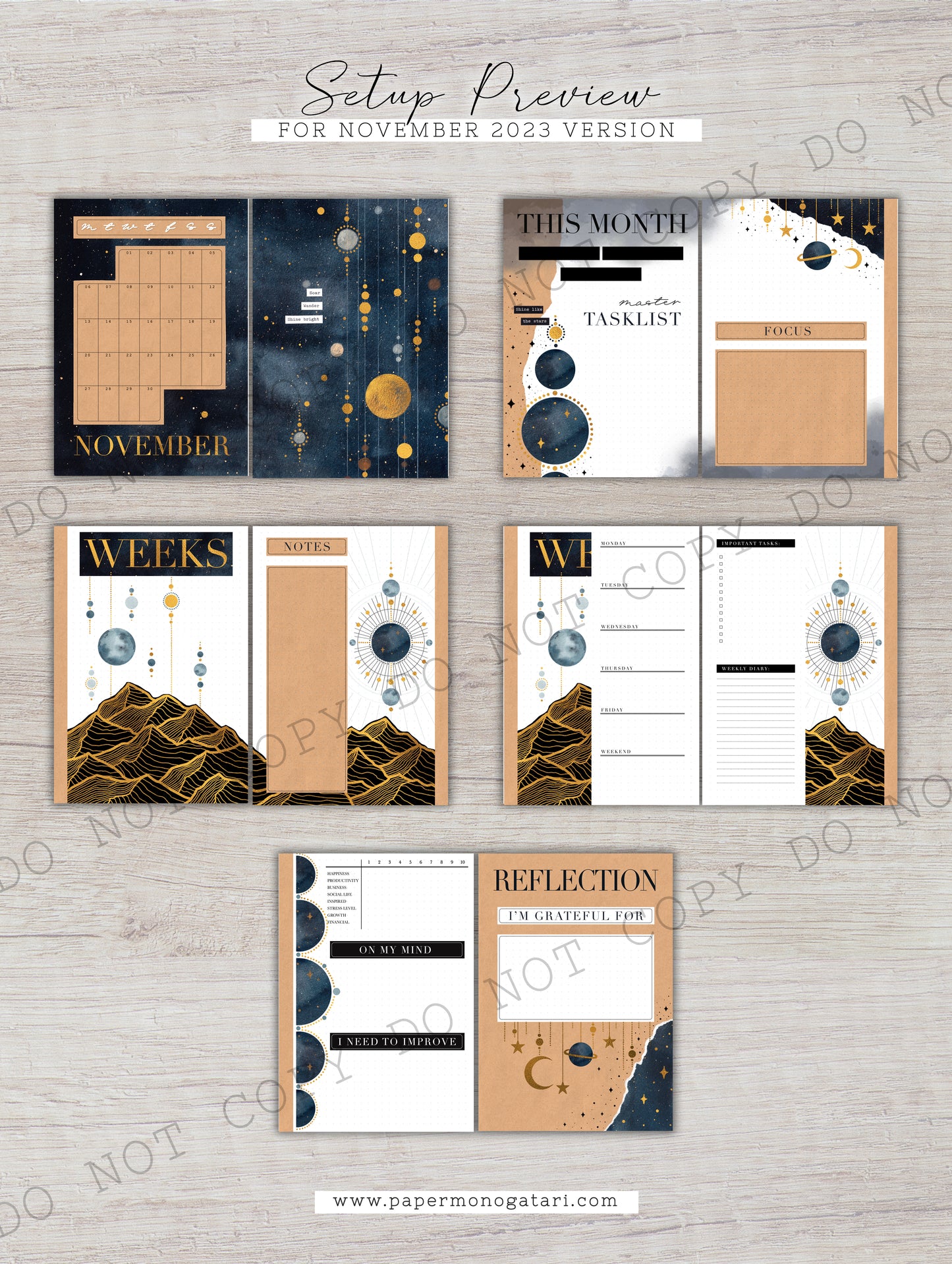 Starry Night | Digital Bullet Journal Theme