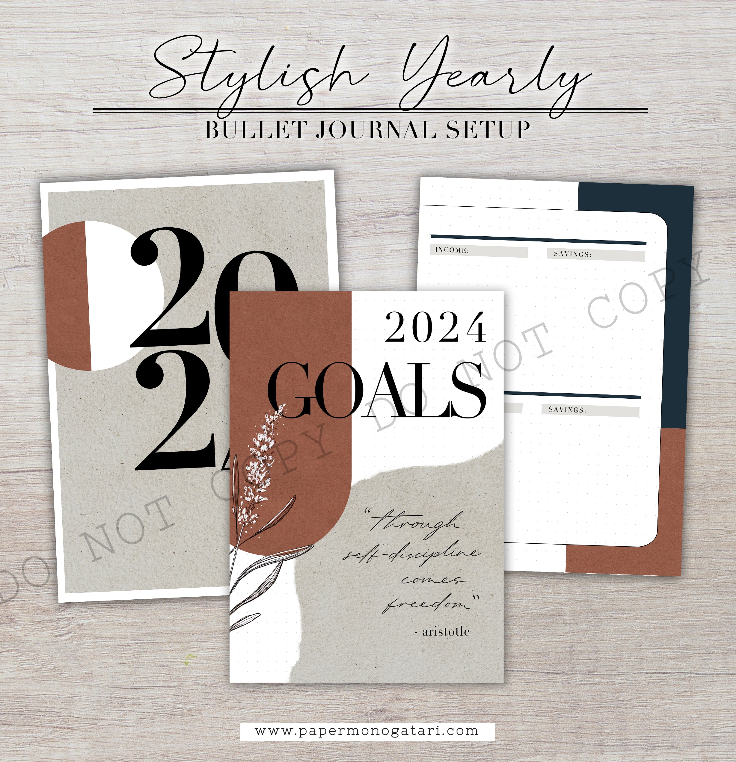 Stylish 2024 Yearly Setup  Digital Bullet Journal Theme – Paper Monogatari