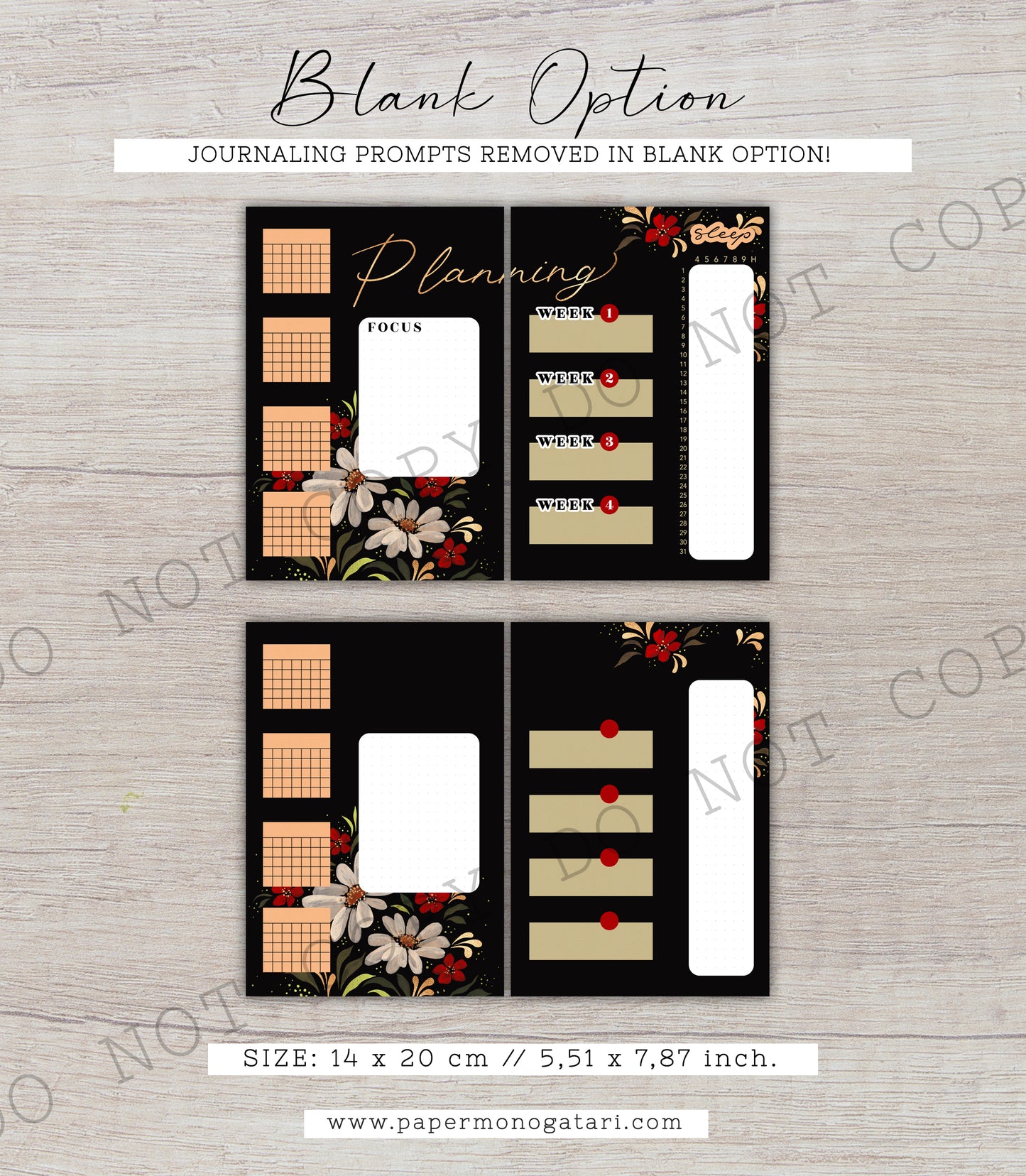 Summer Night Florals | Digital Bullet Journal Theme (Undated: Aug, Sep + Blank)