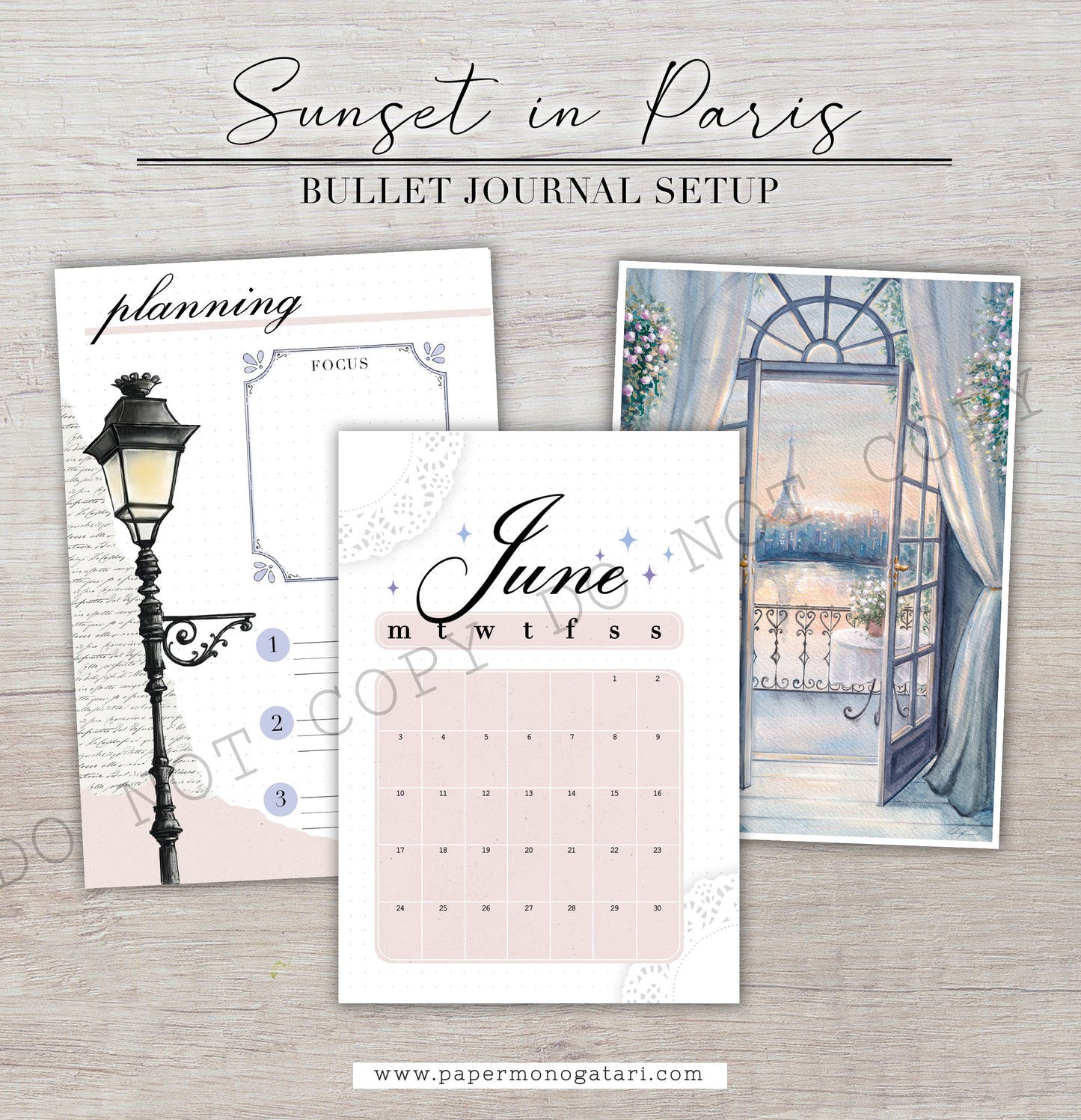 Sunset In Paris (2024) | Digital Bullet Journal Theme