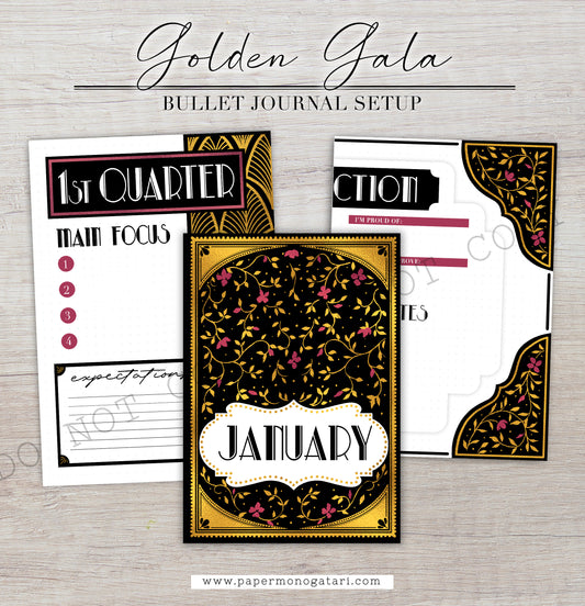 Golden Gala (2024) | Digital Bullet Journal Theme