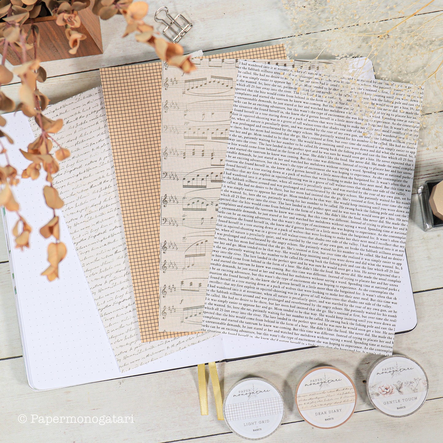 Old Journal 4 Washi Paper Ephemera Set