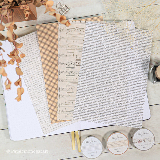 Old Journal 4 Washi Paper Ephemera Set