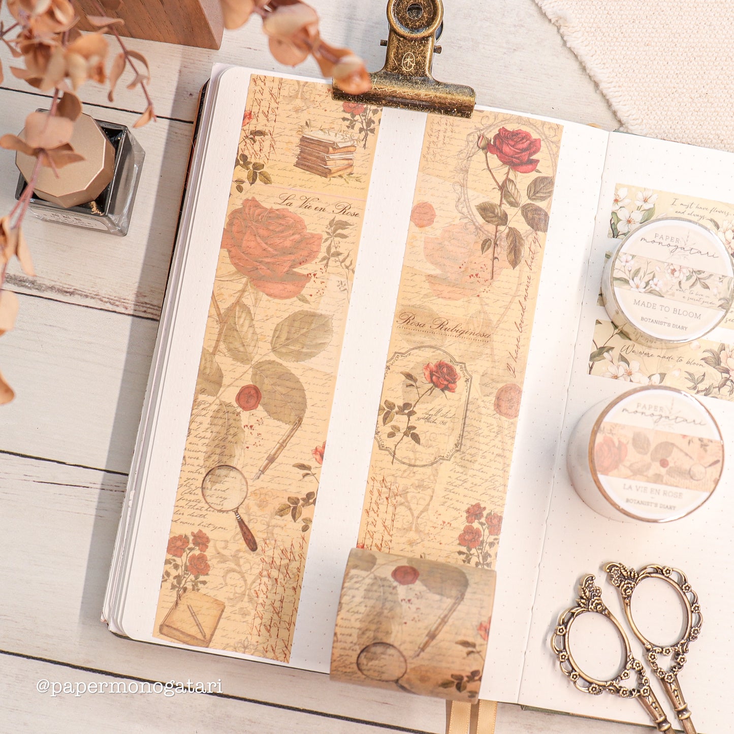 Botanist's Diary 'La Vie En Rose'- Wide Washi Tape