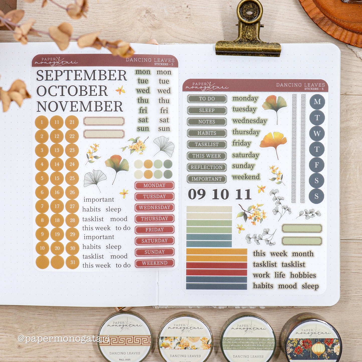 Dancing Leaves Journaling Stickers #5-6