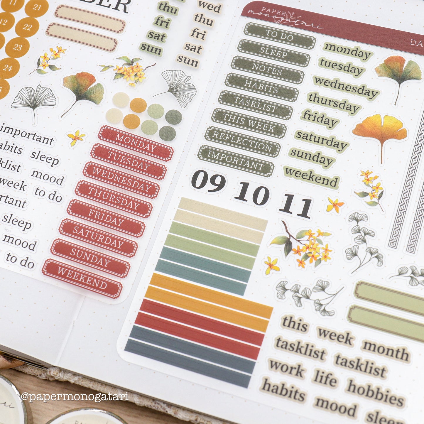 Dancing Leaves Journaling Stickers #5-6