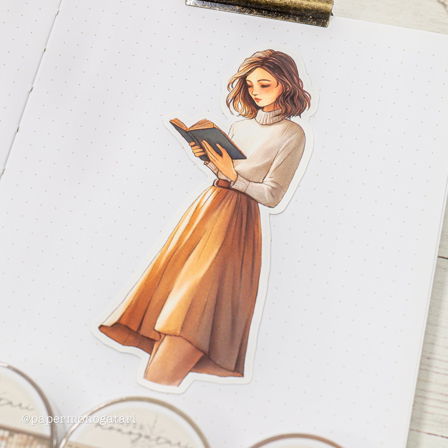 Standing Girl Reading Individual Sticker