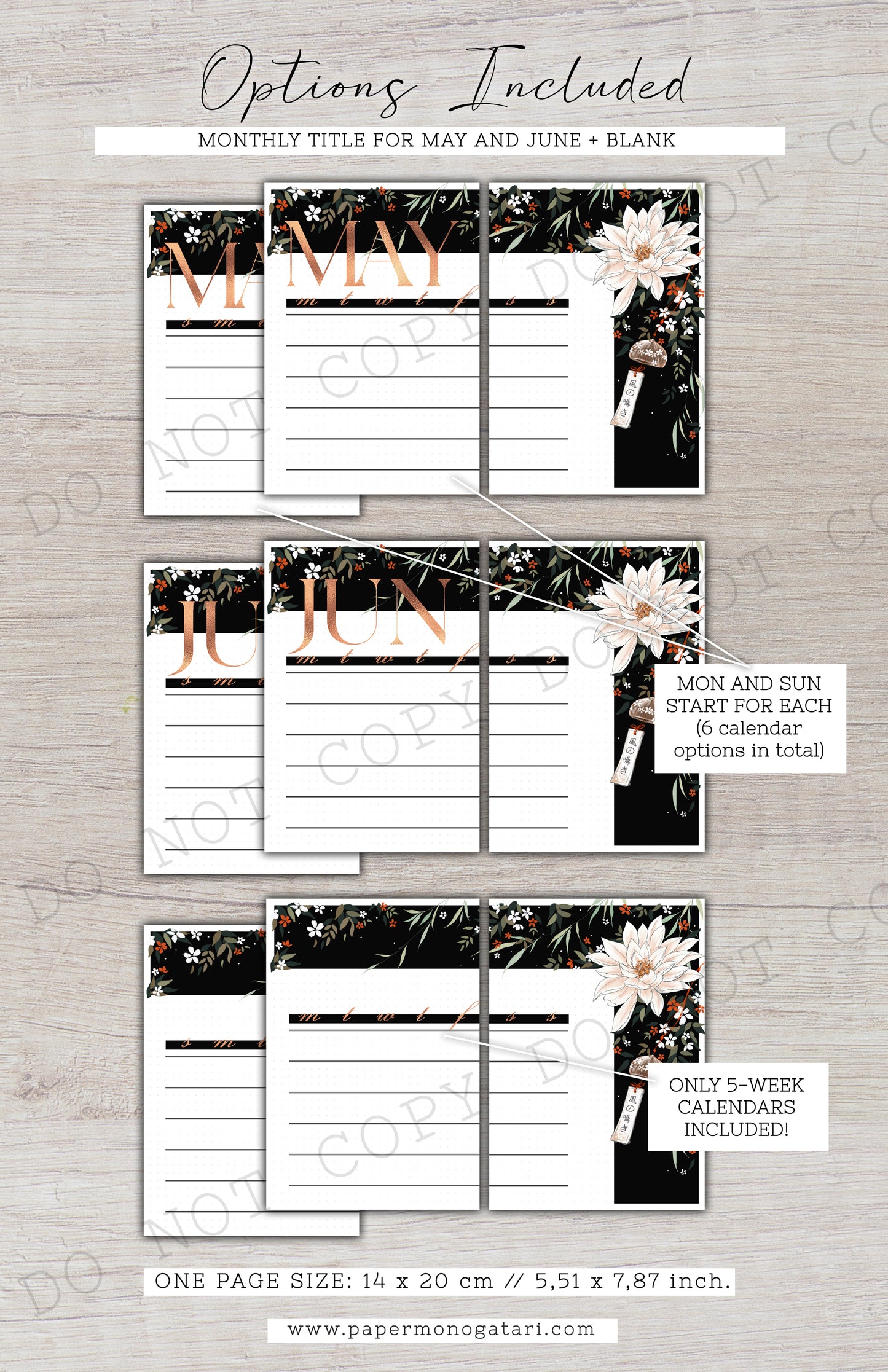 Blooming In The Dark | Digital Bullet Journal Theme (Undated: May, Jun + Blank)