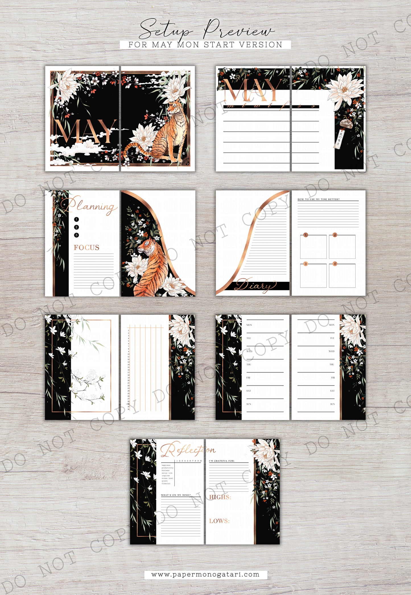 Blooming In The Dark | Digital Bullet Journal Theme (Undated: May, Jun + Blank)