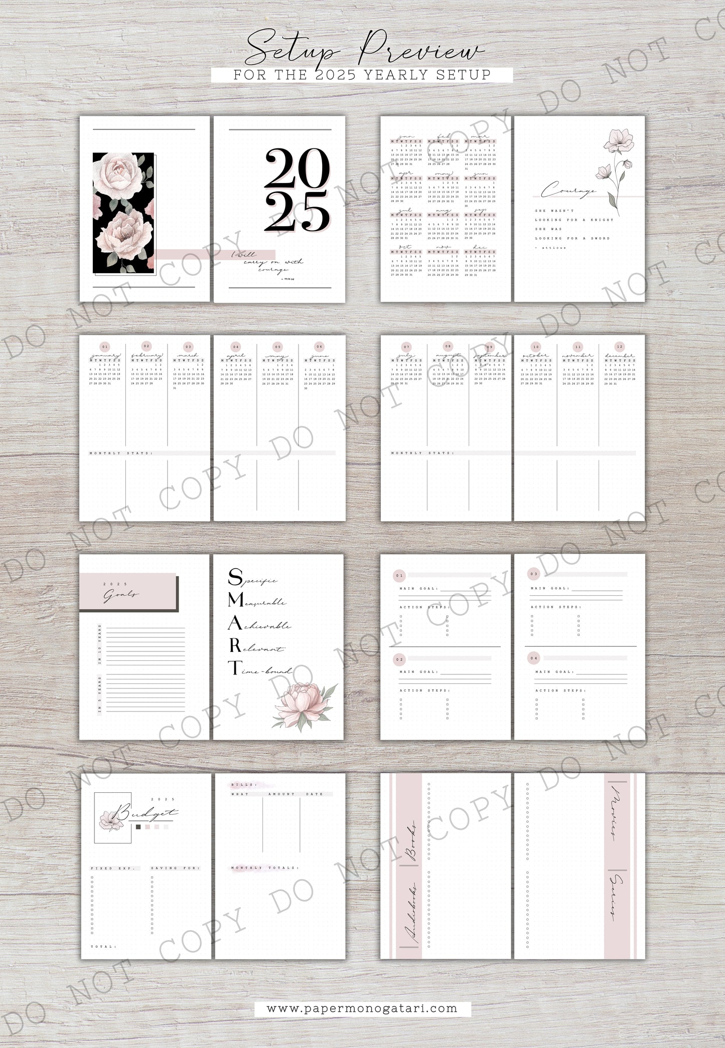 Blush 2025 Yearly Setup | Digital Bullet Journal Theme