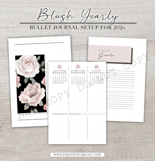 Blush 2026 Yearly Setup | Digital Bullet Journal Theme
