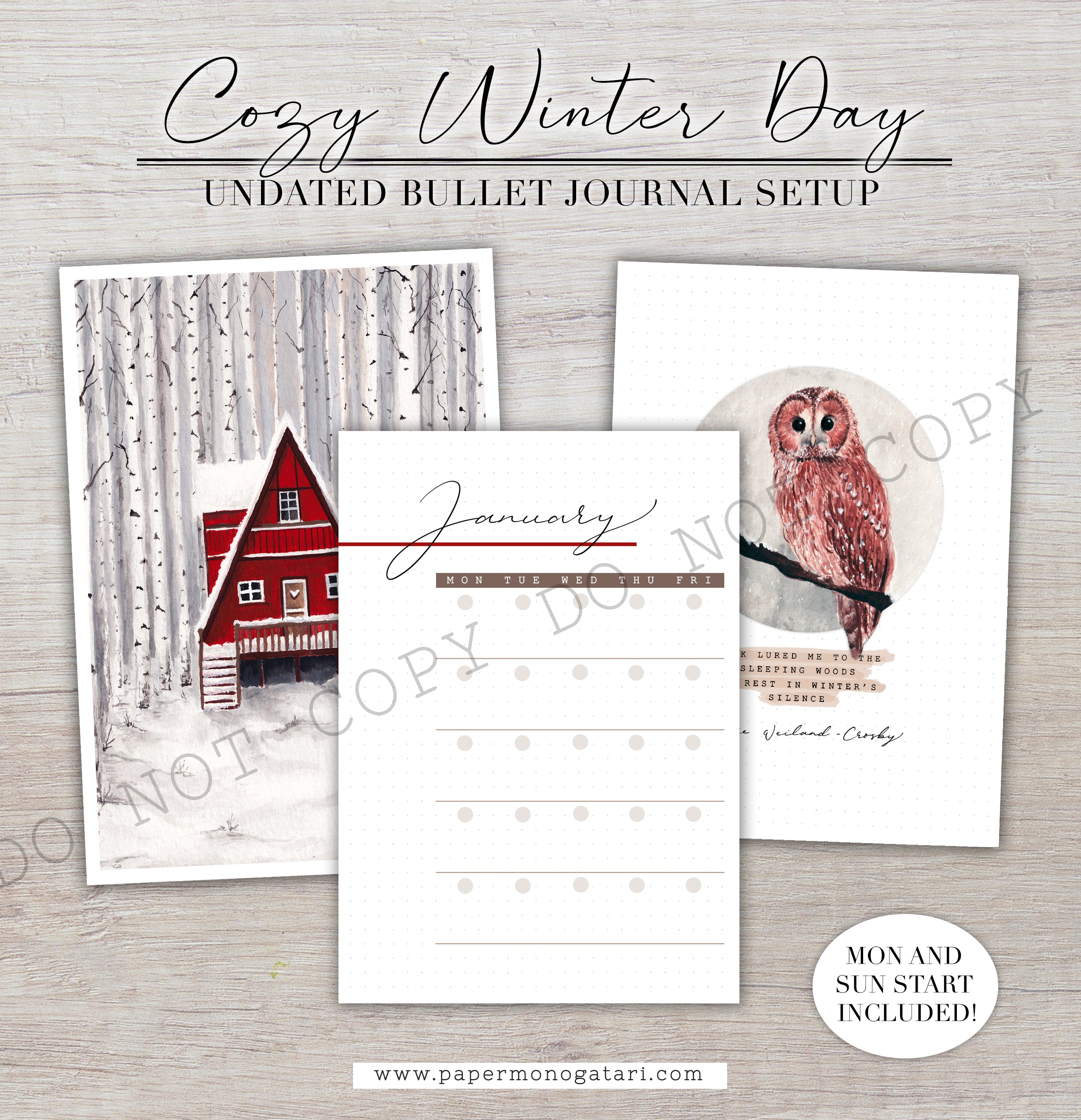 Cozy Winter Day | Digital Bullet Journal Theme (Undated: Jan, Feb + Bl ...