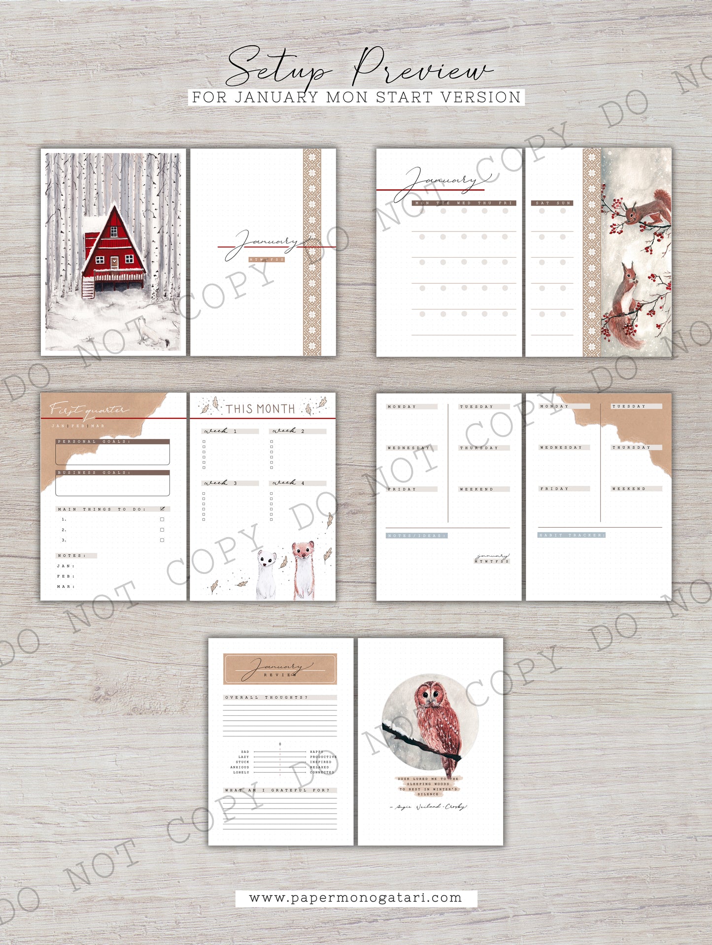 Cozy Winter Day | Digital Bullet Journal Theme (Undated: Jan, Feb + Blank)