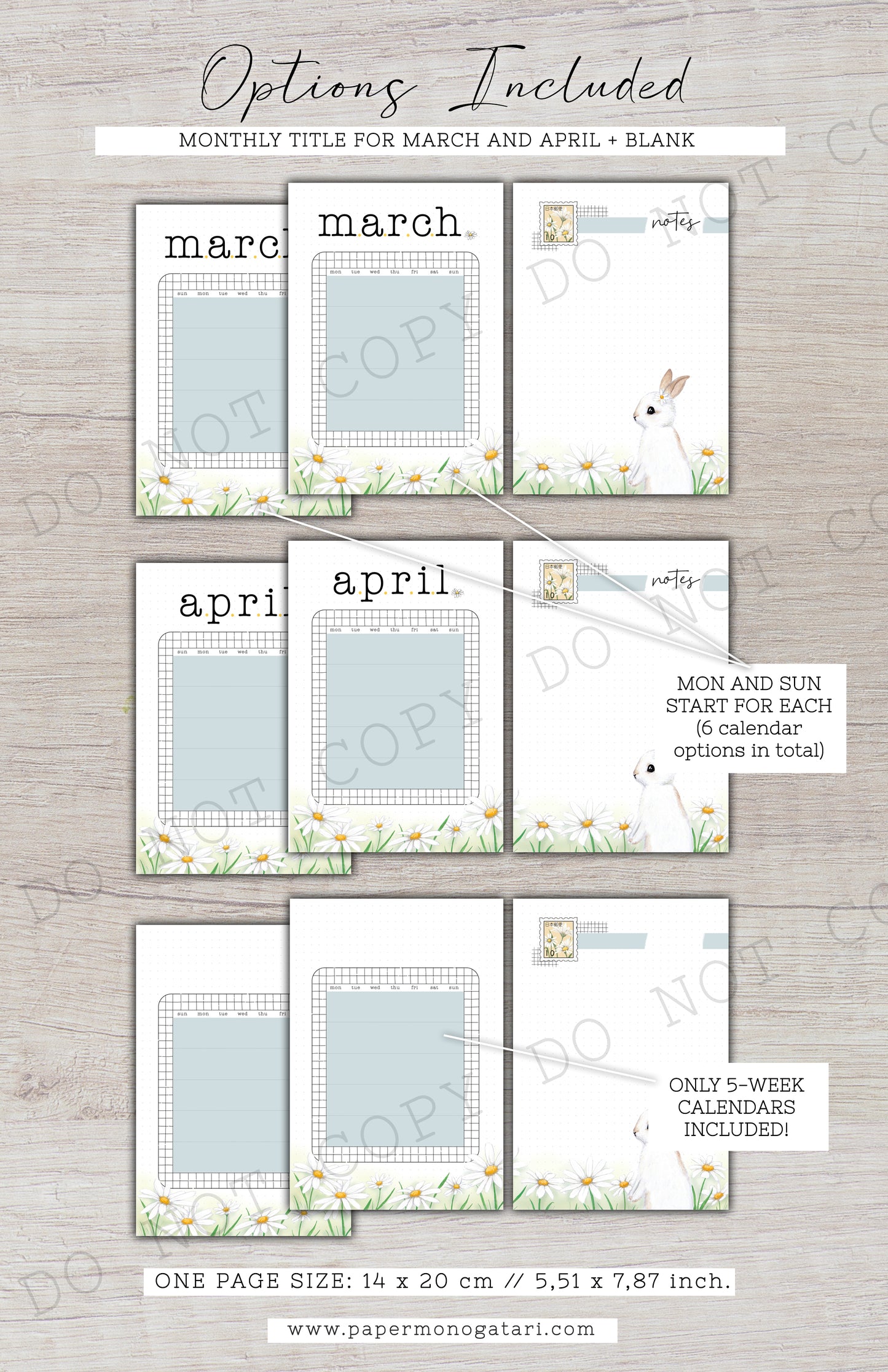 Daisy Dreams | Digital Bullet Journal Theme (Undated: Mar, Apr + Blank)