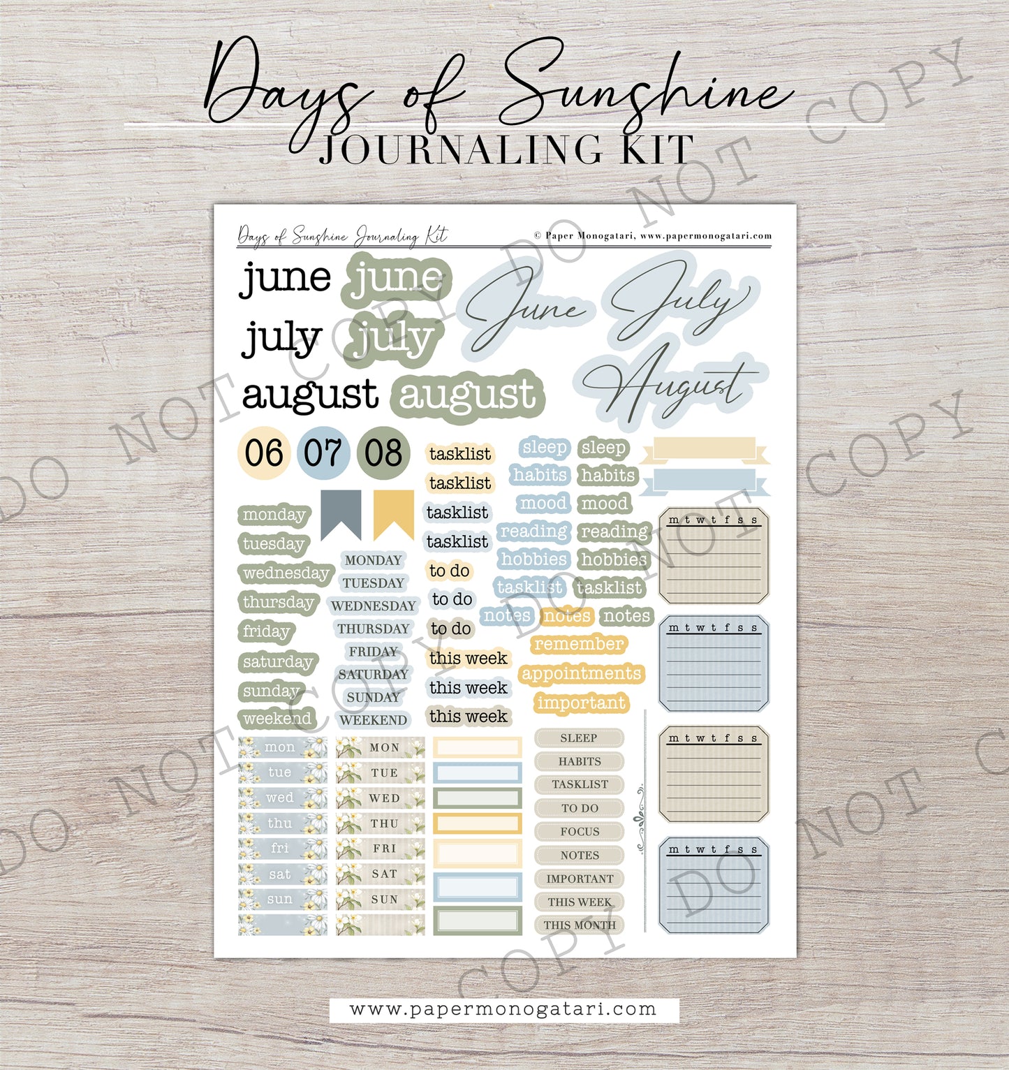 Days of Sunshine | Digital Journaling Kit