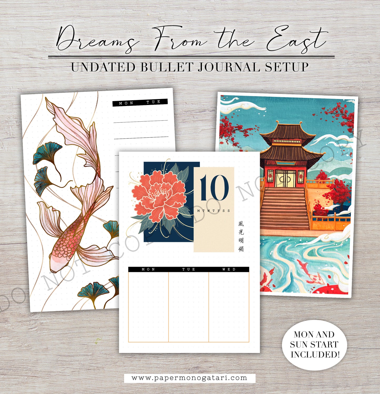 Dreams From The East | Digital Bullet Journal Theme (Undated: Oct, Nov + Blank)