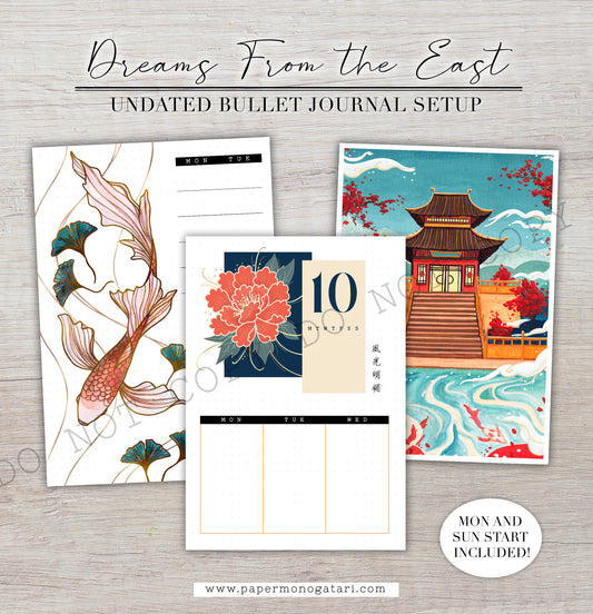 Dreams From The East | Digital Bullet Journal Theme (Undated: Oct, Nov + Blank)
