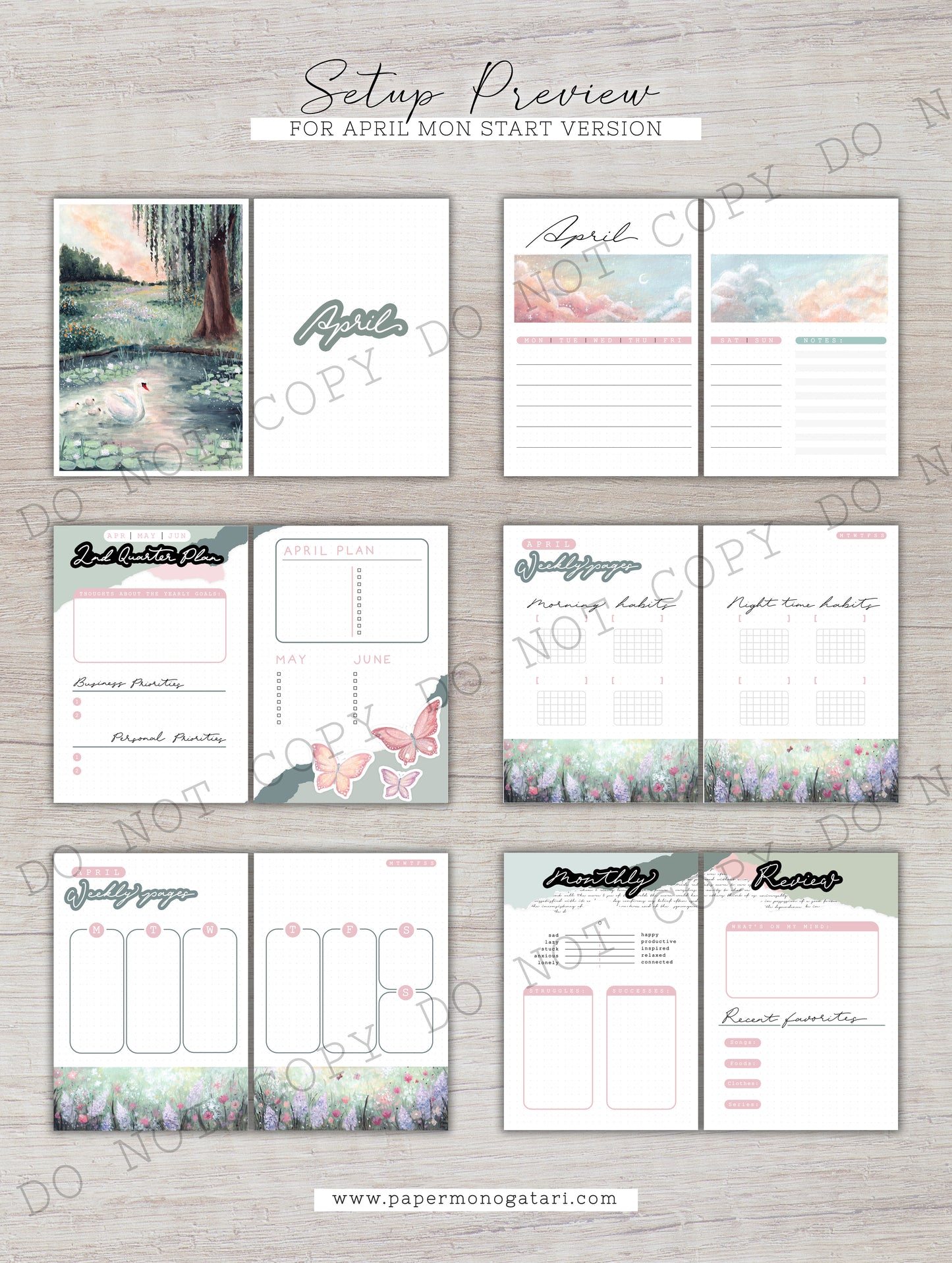 Dreamy Spring | Digital Bullet Journal Theme (Undated: Apr, May + Blank)