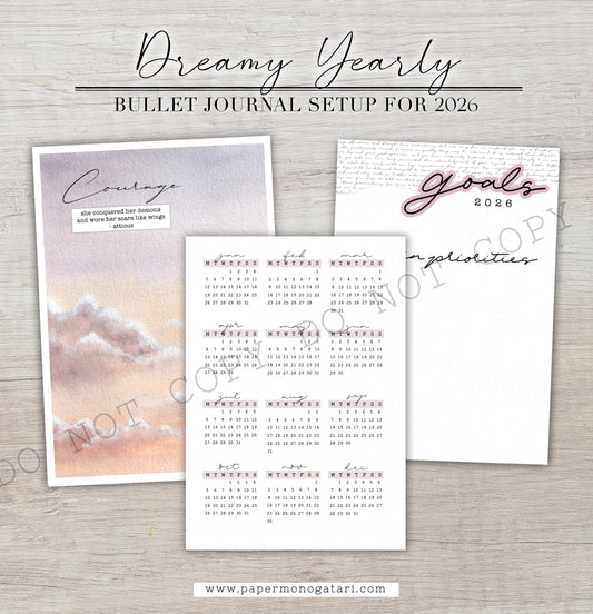 Dreamy 2026 Yearly Setup | Digital Bullet Journal Theme