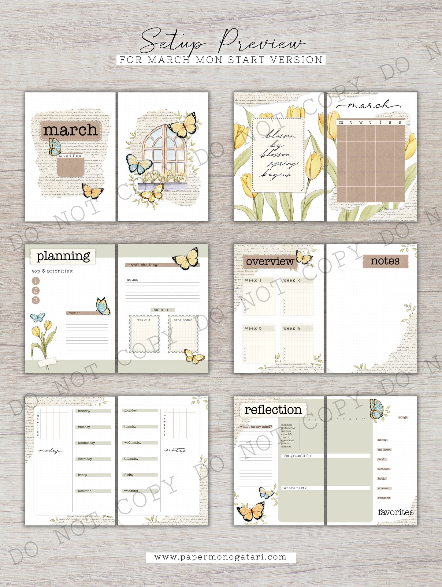 Fields Of Gold | Digital Bullet Journal Theme (Undated: Mar, Apr + Blank)