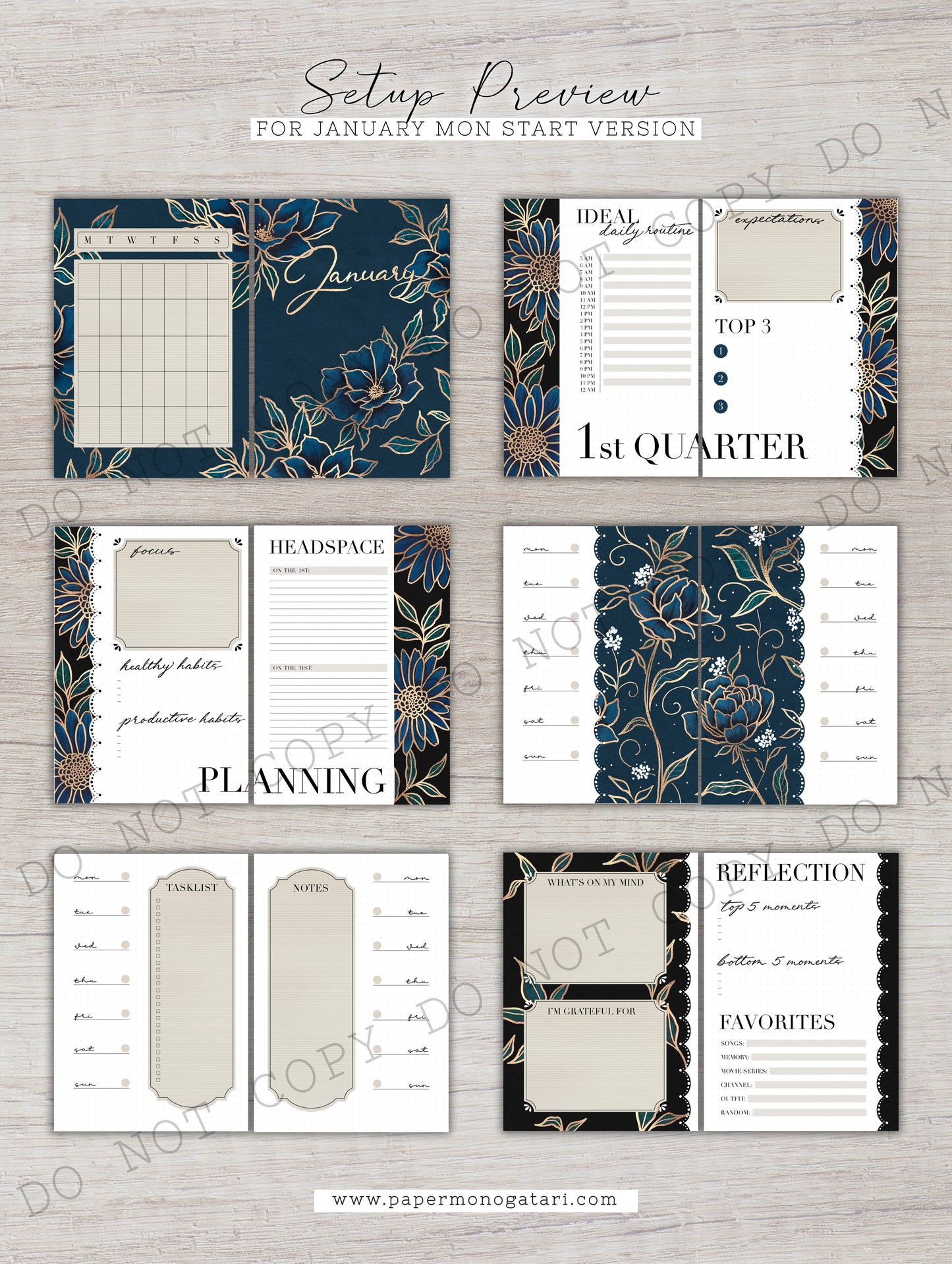 Frozen Florals | Digital Bullet Journal Theme (Undated: Jan, Feb + Blank)