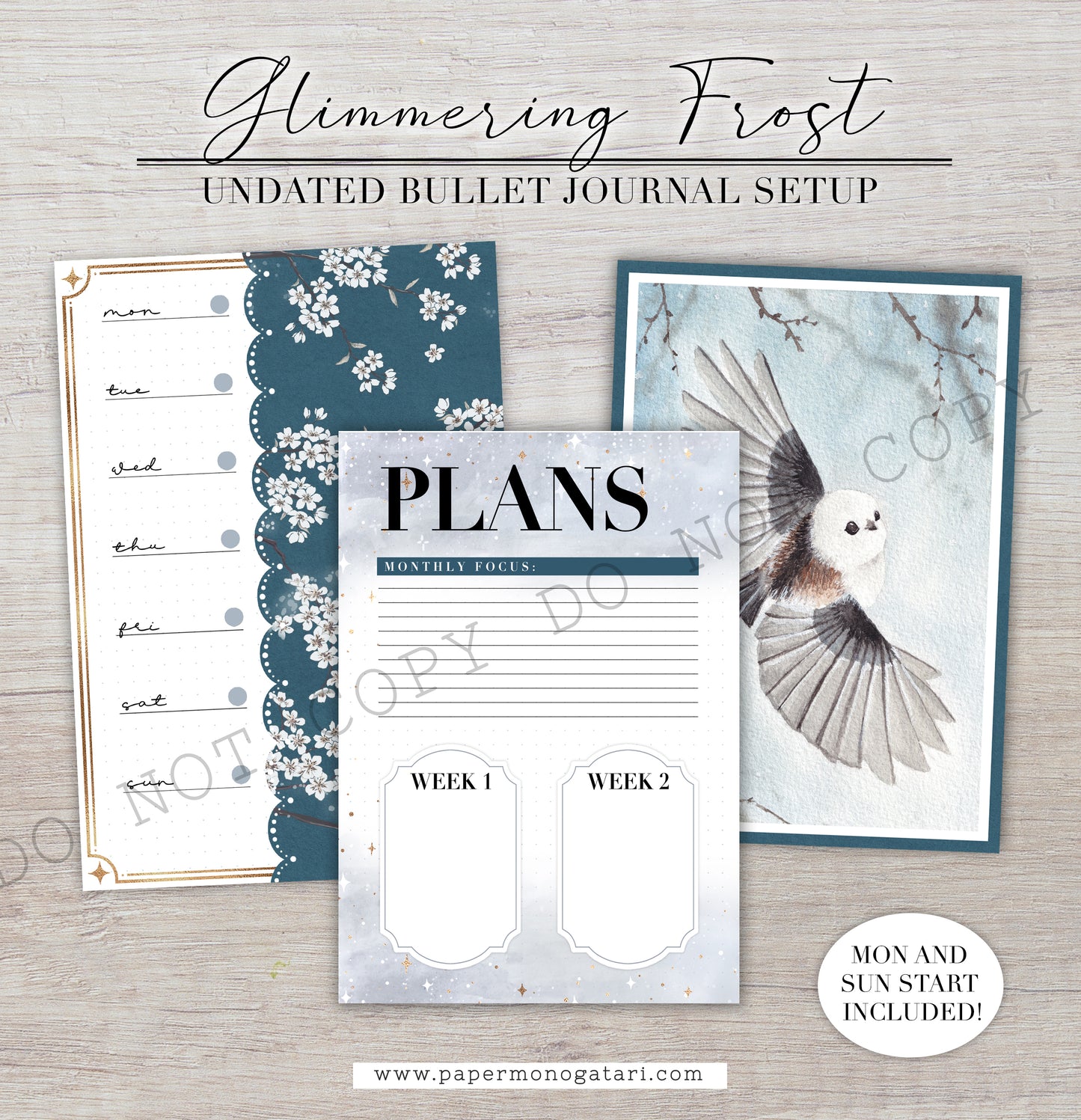 Glimmering Frost | Digital Bullet Journal Theme (Undated: Nov, Dec + Blank)
