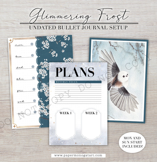 Glimmering Frost | Digital Bullet Journal Theme (Undated: Nov, Dec + Blank)