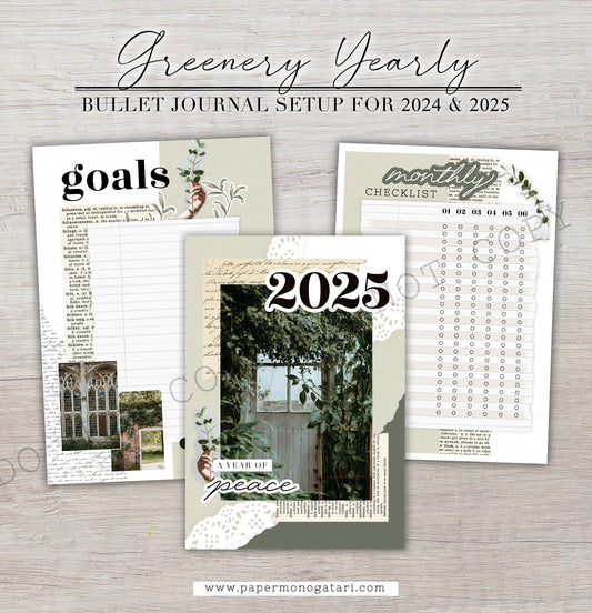 2024-2025 Greenery Yearly Setup | Digital Bullet Journal Theme