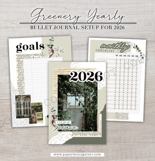 Greenery 2026 Yearly Setup | Digital Bullet Journal Theme