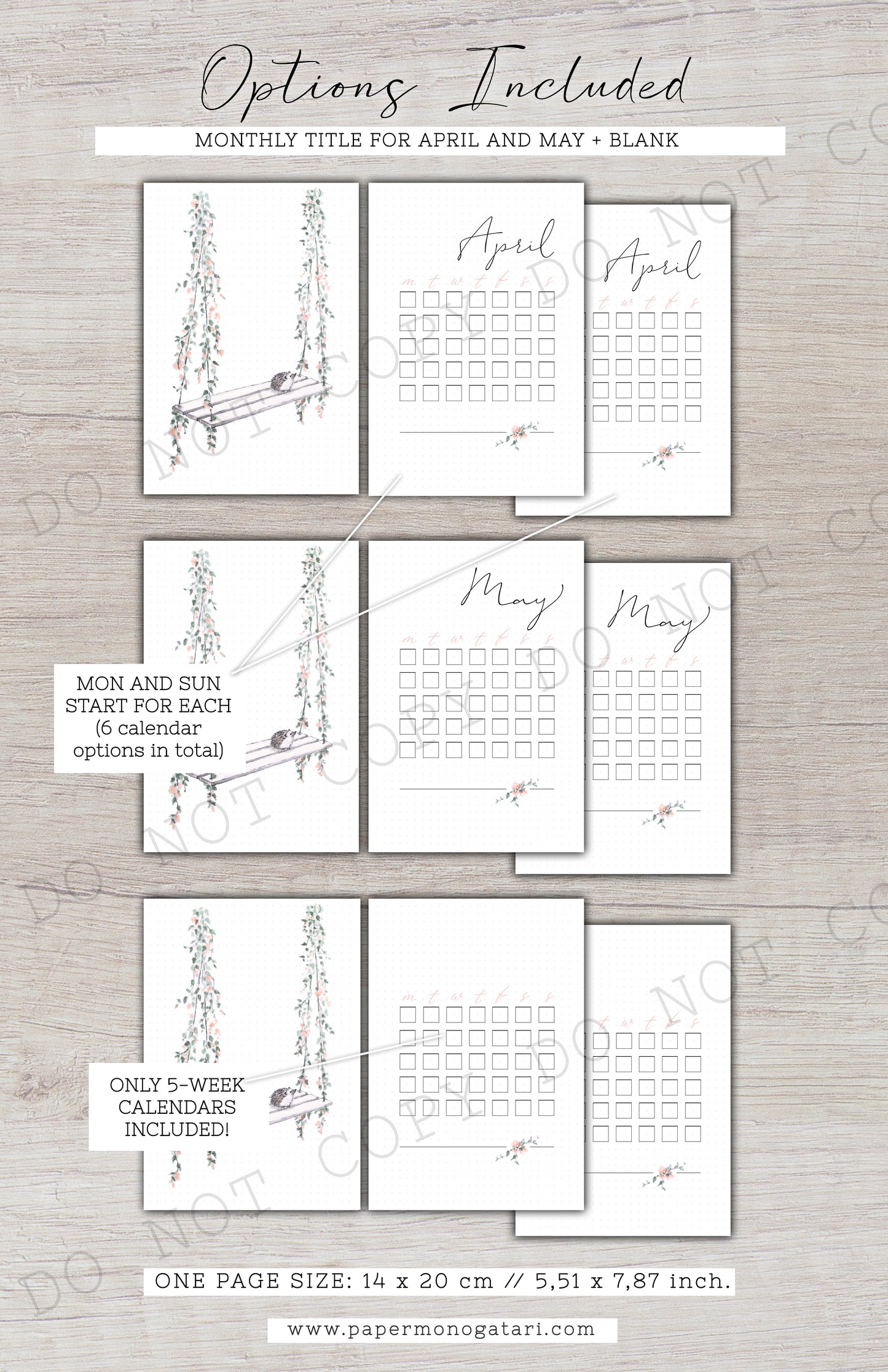 Hedgehog Garden | Digital Bullet Journal Theme (Undated: Apr, May + Blank)
