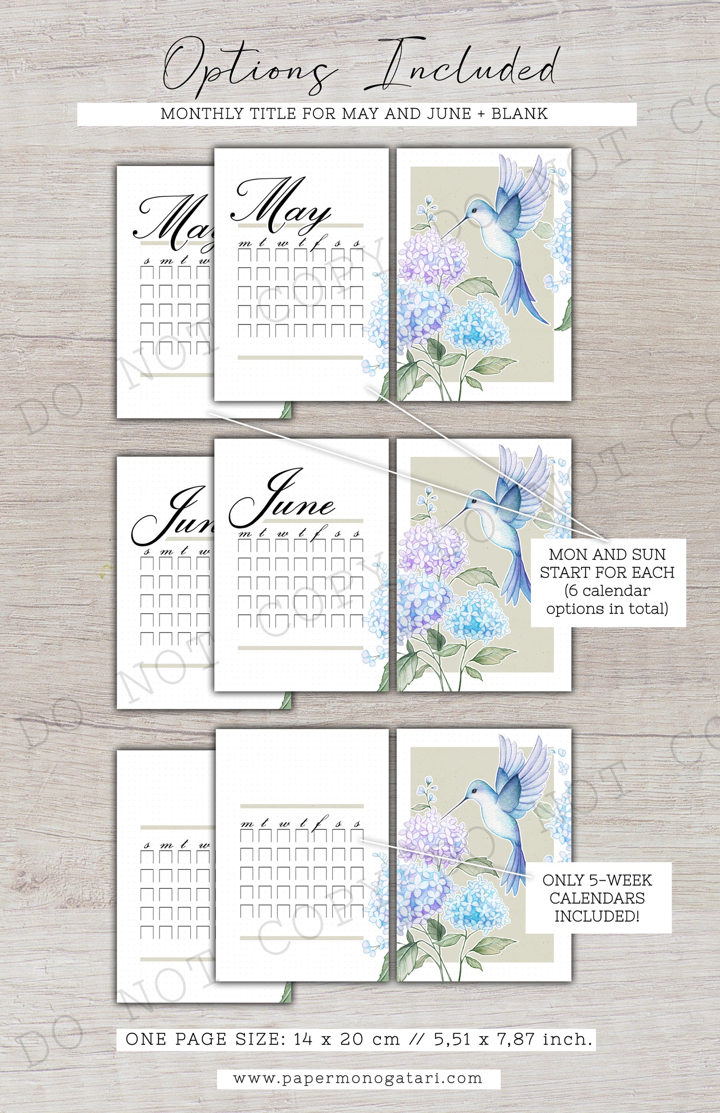 Hum of Hydrangeas | Digital Bullet Journal Theme (Undated: May, Jun + Blank)