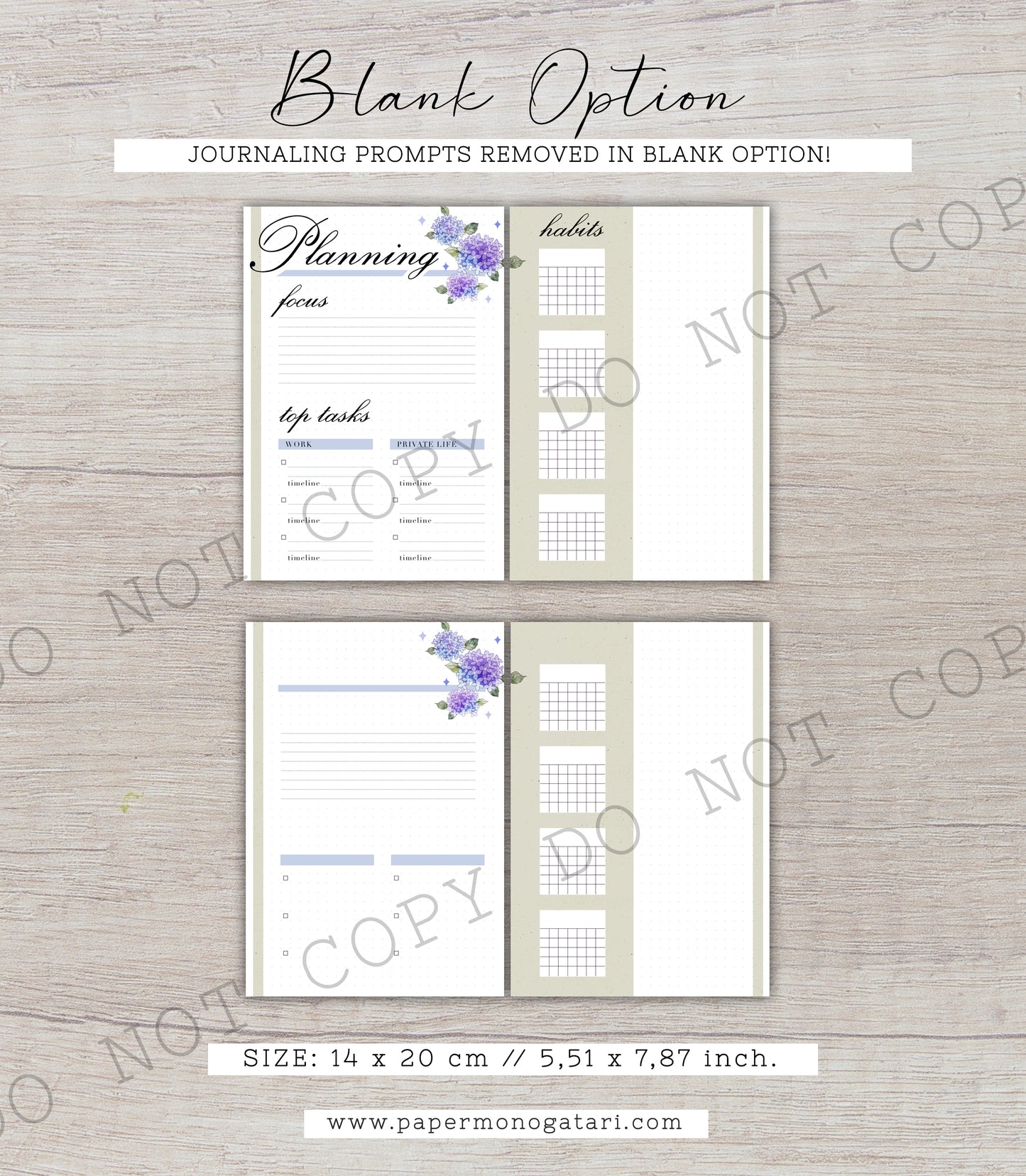Hum of Hydrangeas | Digital Bullet Journal Theme (Undated: May, Jun + Blank)