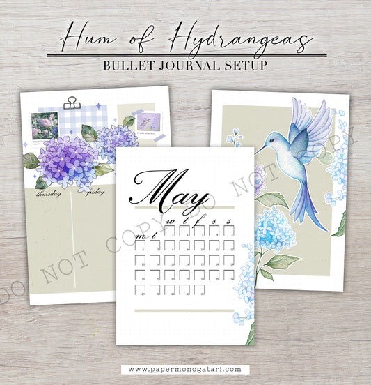 Hum of Hydrangeas (2024) | Digital Bullet Journal Theme (Copy)
