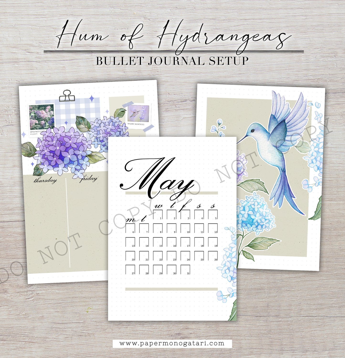 Hum of Hydrangeas (2024) | Digital Bullet Journal Theme