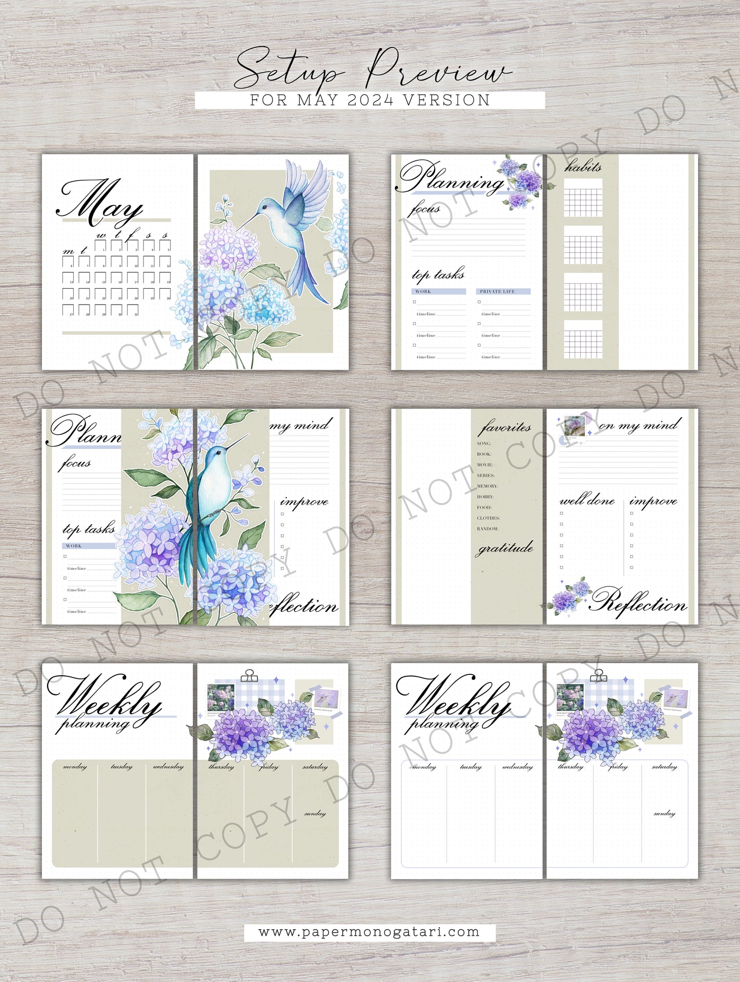 Hum of Hydrangeas (2024) | Digital Bullet Journal Theme