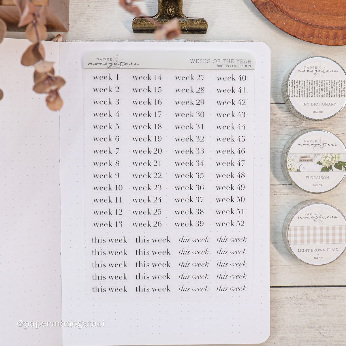 Weeks of the Year Stickers